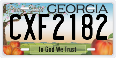 GA license plate CXF2182