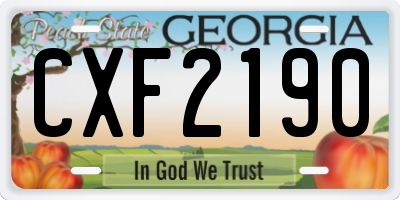GA license plate CXF2190