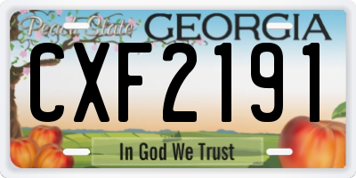 GA license plate CXF2191