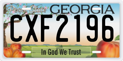 GA license plate CXF2196