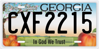 GA license plate CXF2215