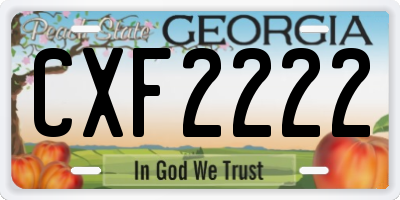 GA license plate CXF2222