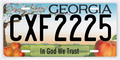GA license plate CXF2225