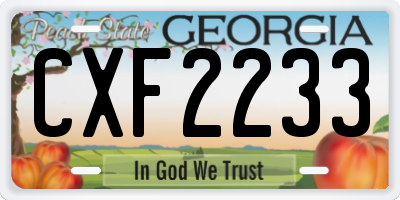 GA license plate CXF2233