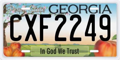GA license plate CXF2249