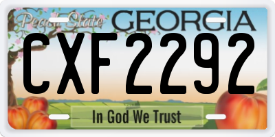 GA license plate CXF2292