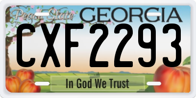 GA license plate CXF2293