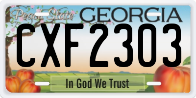 GA license plate CXF2303
