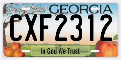GA license plate CXF2312