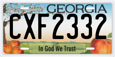 GA license plate CXF2332