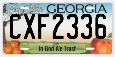 GA license plate CXF2336