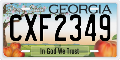 GA license plate CXF2349