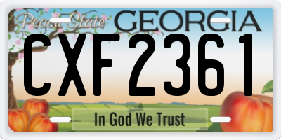 GA license plate CXF2361