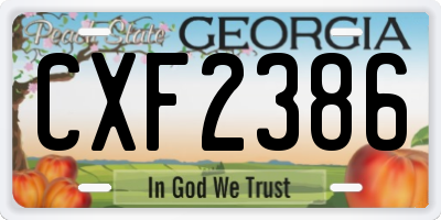GA license plate CXF2386