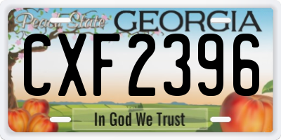 GA license plate CXF2396