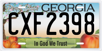 GA license plate CXF2398