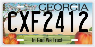 GA license plate CXF2412