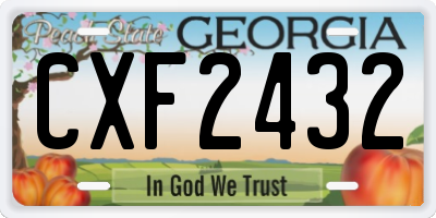 GA license plate CXF2432