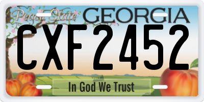 GA license plate CXF2452