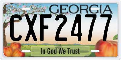 GA license plate CXF2477