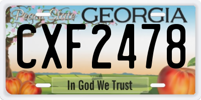 GA license plate CXF2478