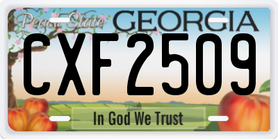 GA license plate CXF2509