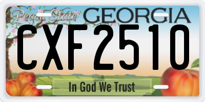 GA license plate CXF2510