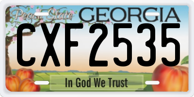GA license plate CXF2535