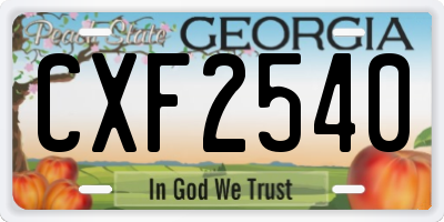 GA license plate CXF2540