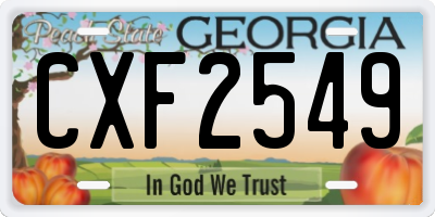 GA license plate CXF2549
