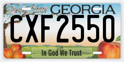GA license plate CXF2550