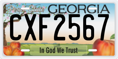 GA license plate CXF2567