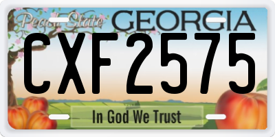 GA license plate CXF2575