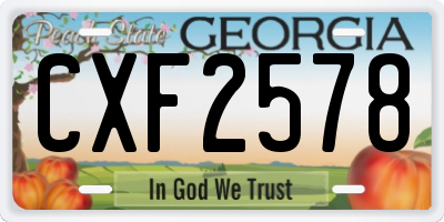 GA license plate CXF2578