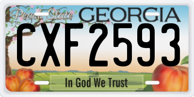 GA license plate CXF2593