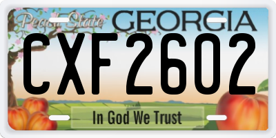 GA license plate CXF2602