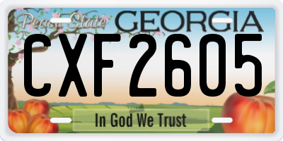 GA license plate CXF2605
