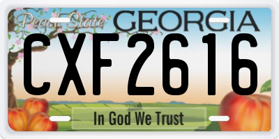 GA license plate CXF2616