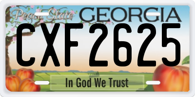 GA license plate CXF2625