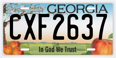 GA license plate CXF2637
