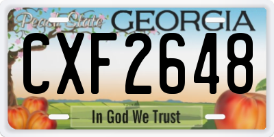 GA license plate CXF2648