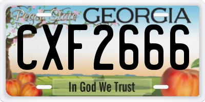 GA license plate CXF2666