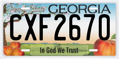 GA license plate CXF2670