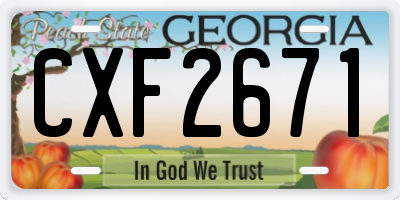 GA license plate CXF2671