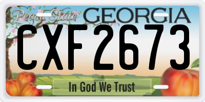GA license plate CXF2673