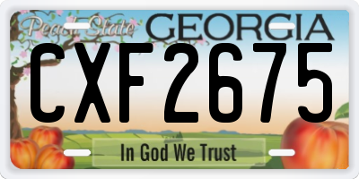 GA license plate CXF2675