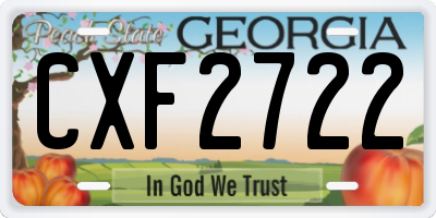 GA license plate CXF2722