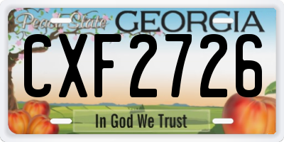 GA license plate CXF2726