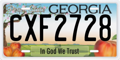 GA license plate CXF2728