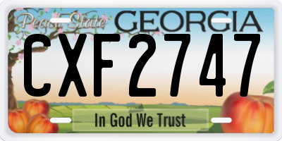 GA license plate CXF2747